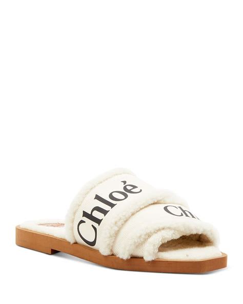 chloe slides|chloe shearling slides.